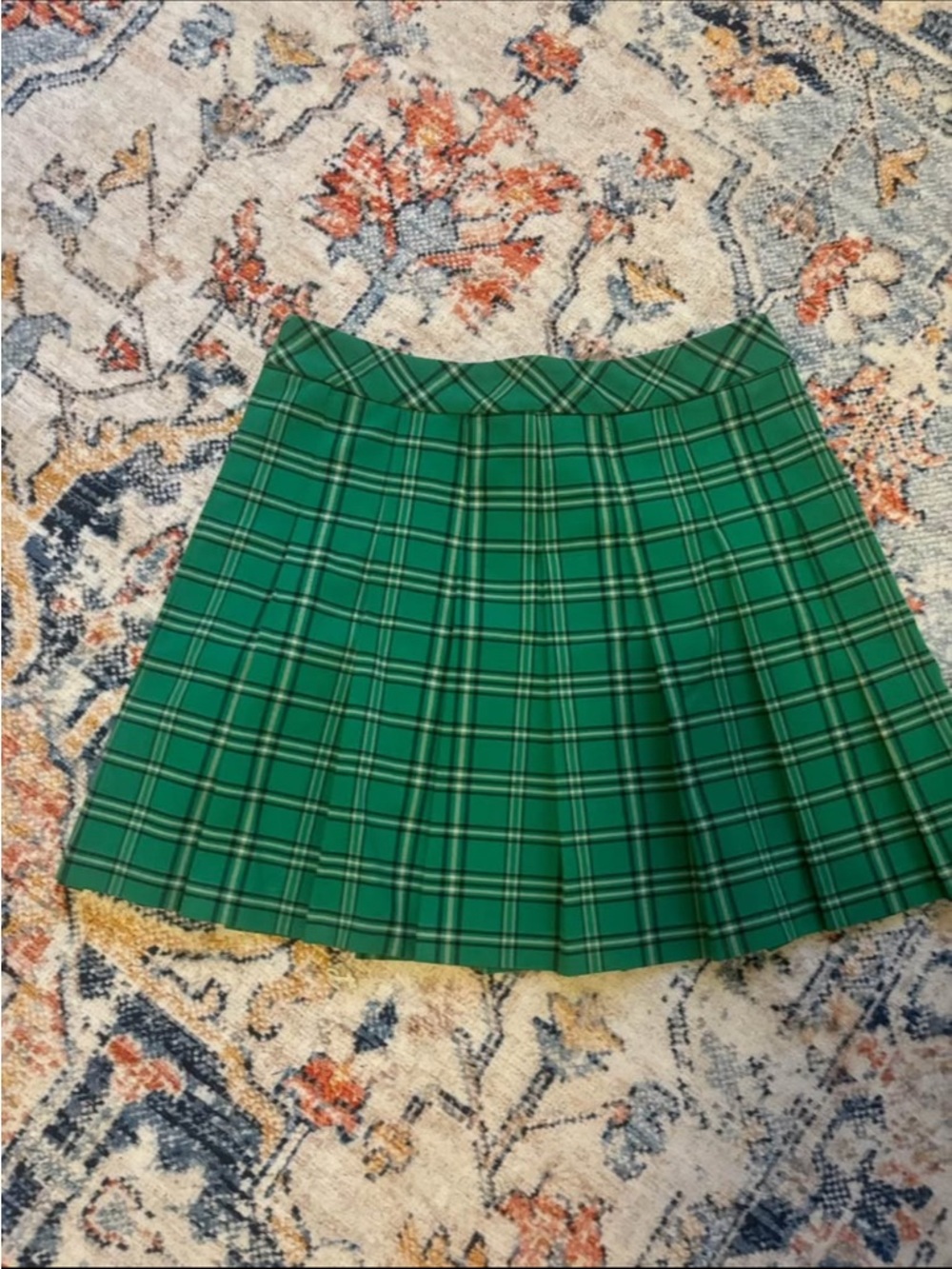 Sunday Best Green Plaid Pleated Mini Skirt